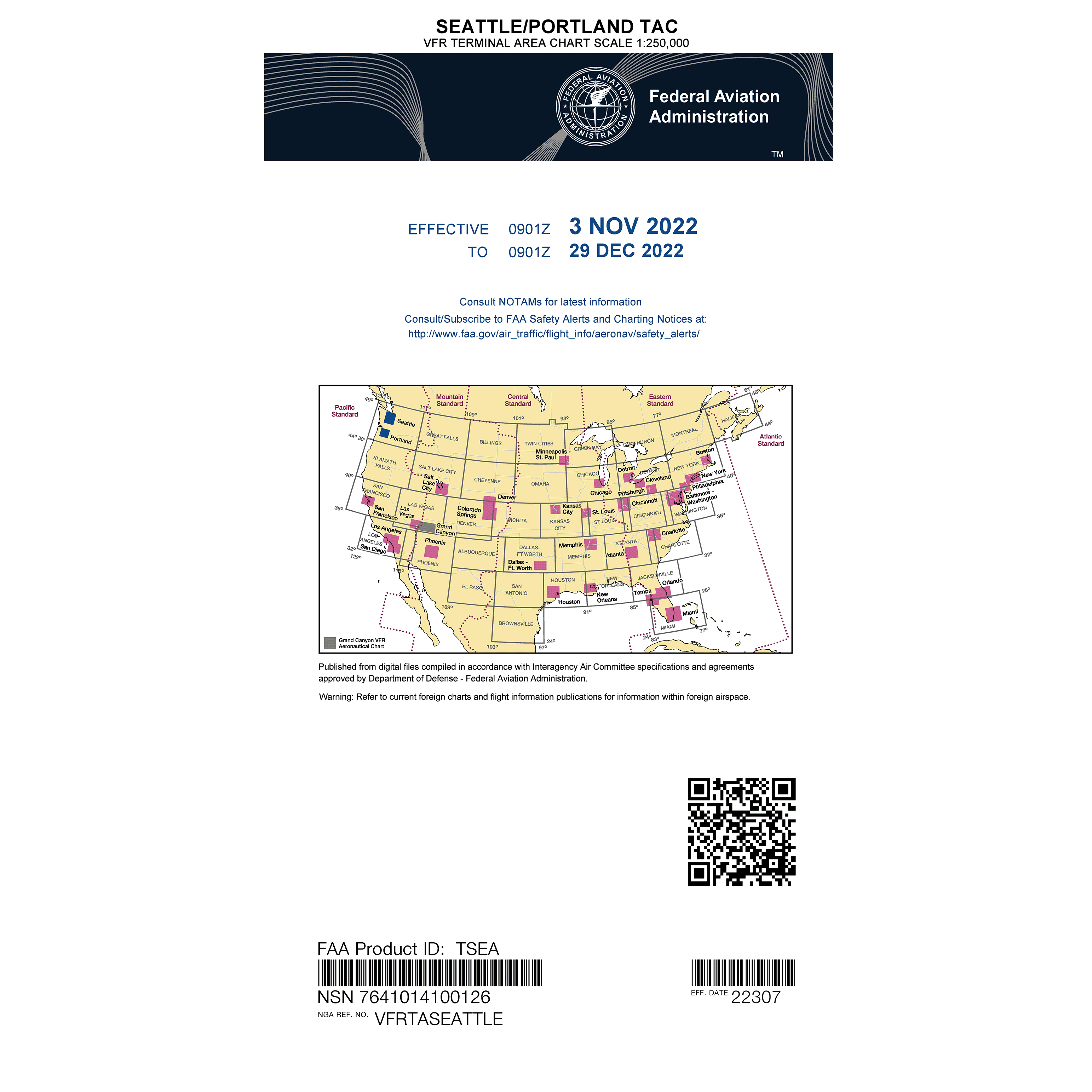 FAA Chart VFR TAC SEATTLE (Current Edition) 2023