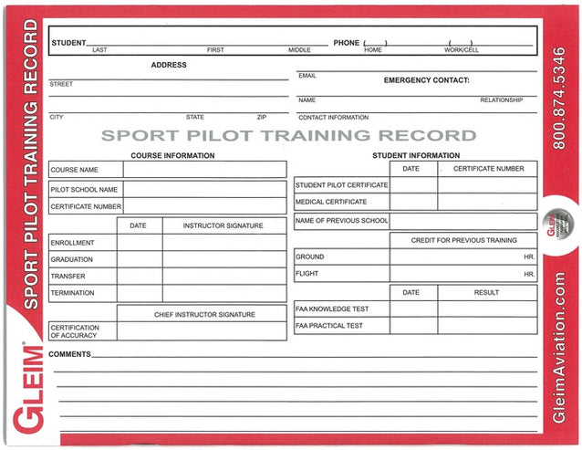 Sport Pilot Flight Record